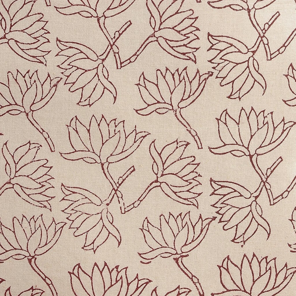 Hand block printed organic cotton fabric in styled flat lay | Myyra Jaipur