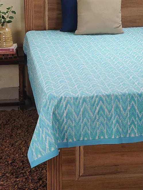 Ikat Bed Cover Hand Block Printed Cotton