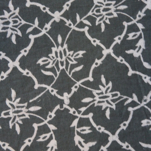 Close-up of hand block print on organic cotton running fabric | Myyra Jaipur