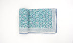 Close-up of hand block print on organic cotton dohar (lightweight cotton quilt) | Myyra Jaipur