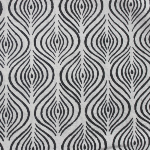 Close-up of hand block print on organic cotton running fabric | Myyra Jaipur