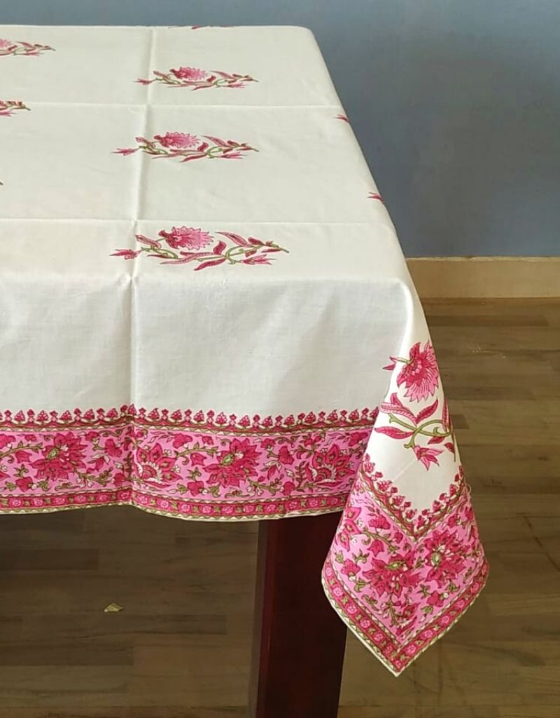 Hand block printed organic cotton table cover | Myyra Jaipur