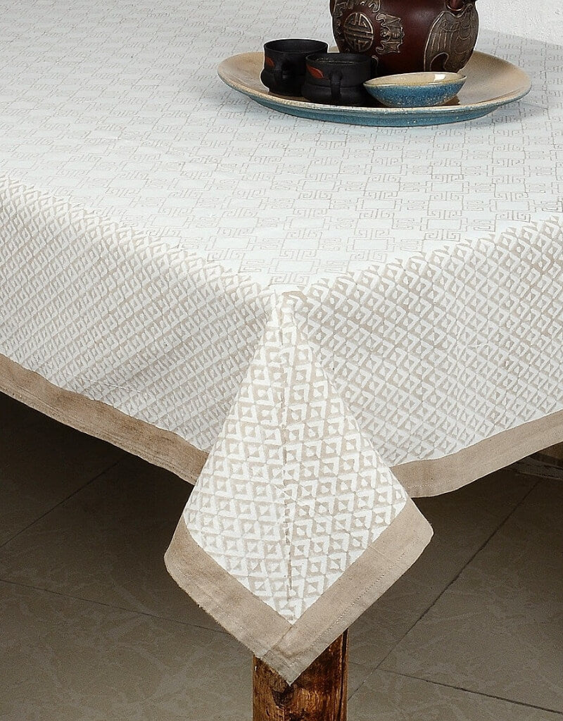 Hand block printed organic cotton table cover | Myyra Jaipur