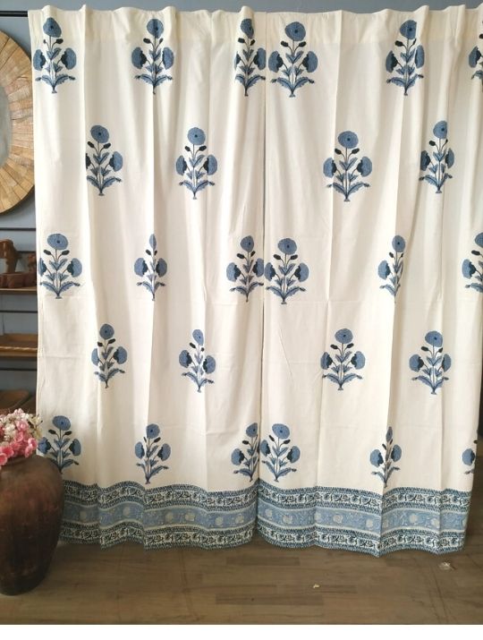 Hand block printed organic cotton curtain from Jaipur | Myyra