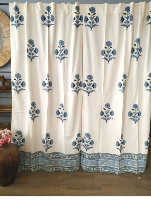Hand block printed organic cotton curtain from Jaipur | Myyra