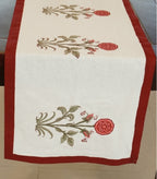 Close-up of hand block print on organic cotton table runner | Myyra Jaipur