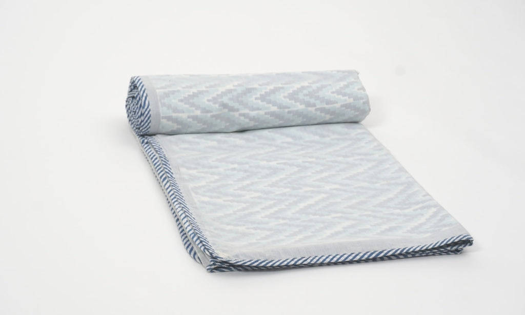 Hand block printed organic cotton dohar (lightweight cotton quilt) | Myyra Jaipur