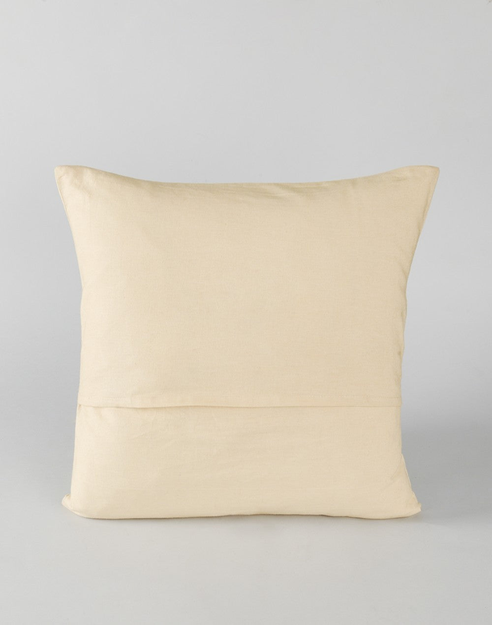 Reverse view of embroidered hand block printed cushion cover | Myyra Jaipur