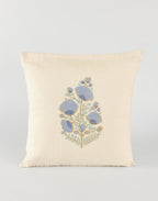 Embroidery hand block printed organic cotton cushion cover from Jaipur | Myyra