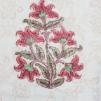 Close-up of hand block print on organic cotton running fabric | Myyra Jaipur