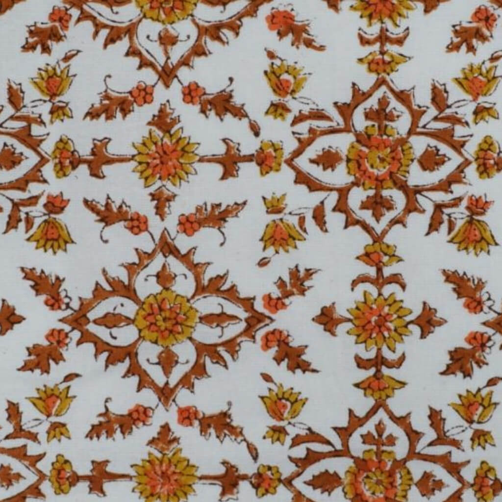 Hand block printed organic cotton fabric yardage from Myyra Jaipur