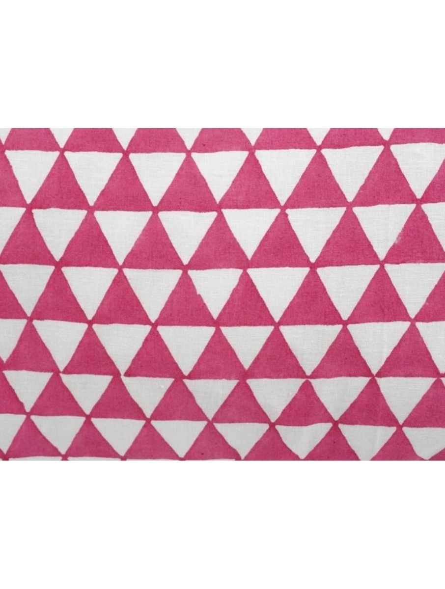 Close-up of hand block print on organic cotton pillow cover | Myyra Jaipur