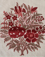 Table cover folded showing pattern repeat of hand block print | Myyra Jaipur