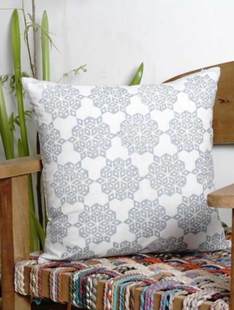 Hand block printed organic cotton cushion cover | Myyra Jaipur