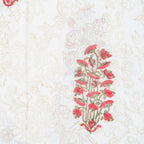 Close-up of hand block print on organic cotton running fabric | Myyra Jaipur