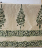 Close-up of hand block print on organic cotton table runner | Myyra Jaipur