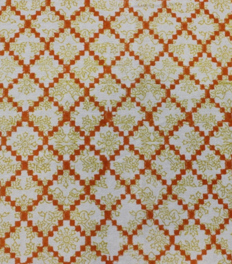 Table runner folded showing pattern repeat of hand block print | Myyra Jaipur