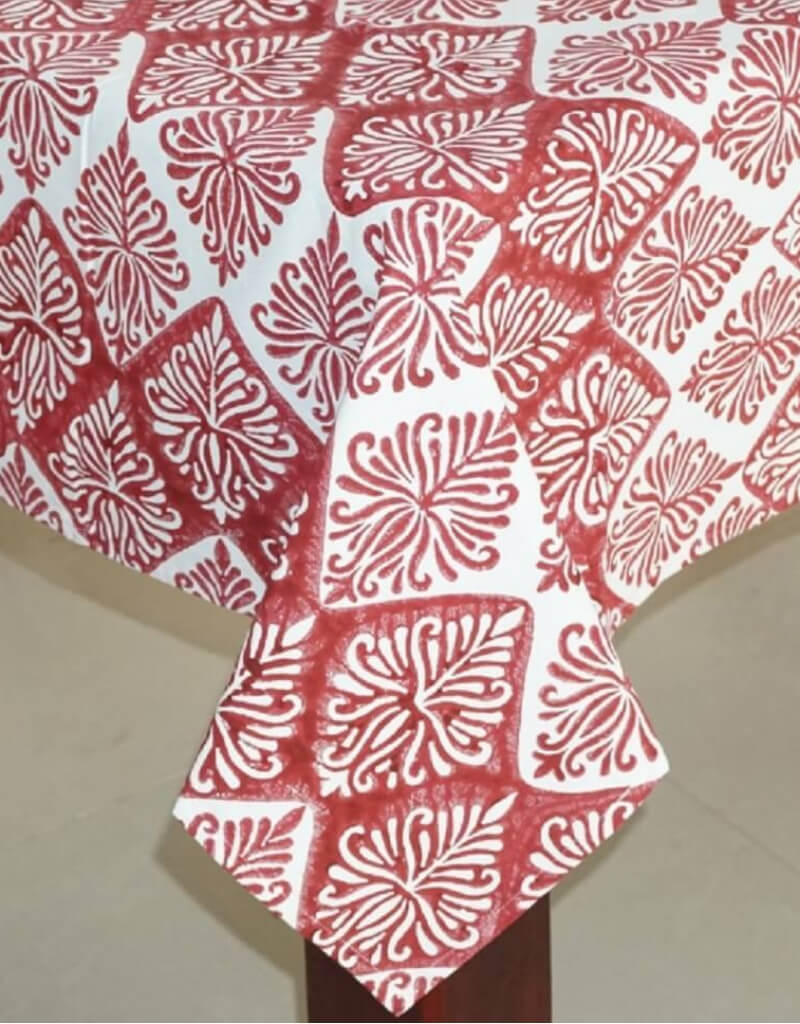 Hand block printed organic cotton table cover | Myyra Jaipur