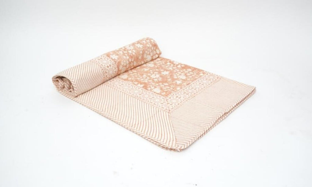 Hand block printed organic cotton dohar (lightweight cotton quilt) | Myyra Jaipur
