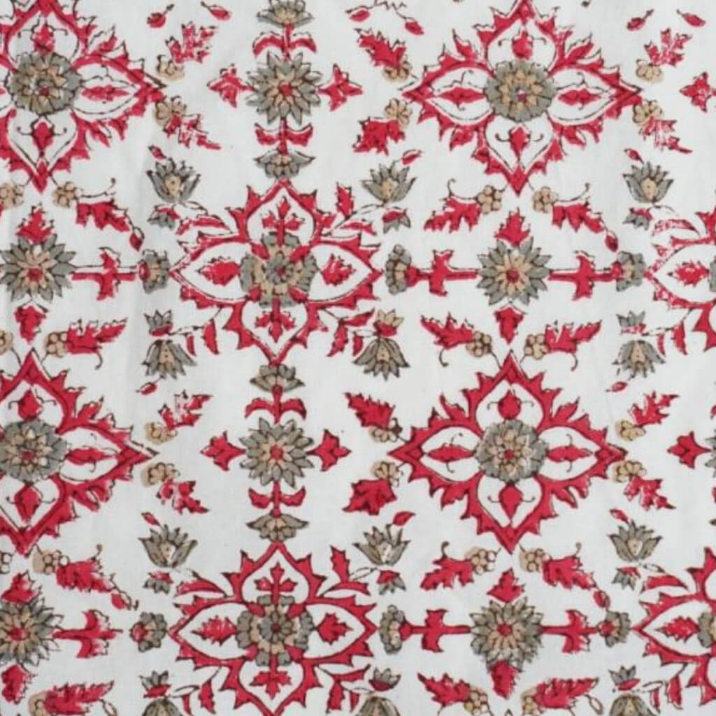 Hand block printed organic cotton fabric yardage from Myyra Jaipur