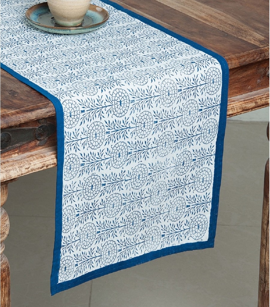 Hand block printed organic cotton table runner | Myyra Jaipur