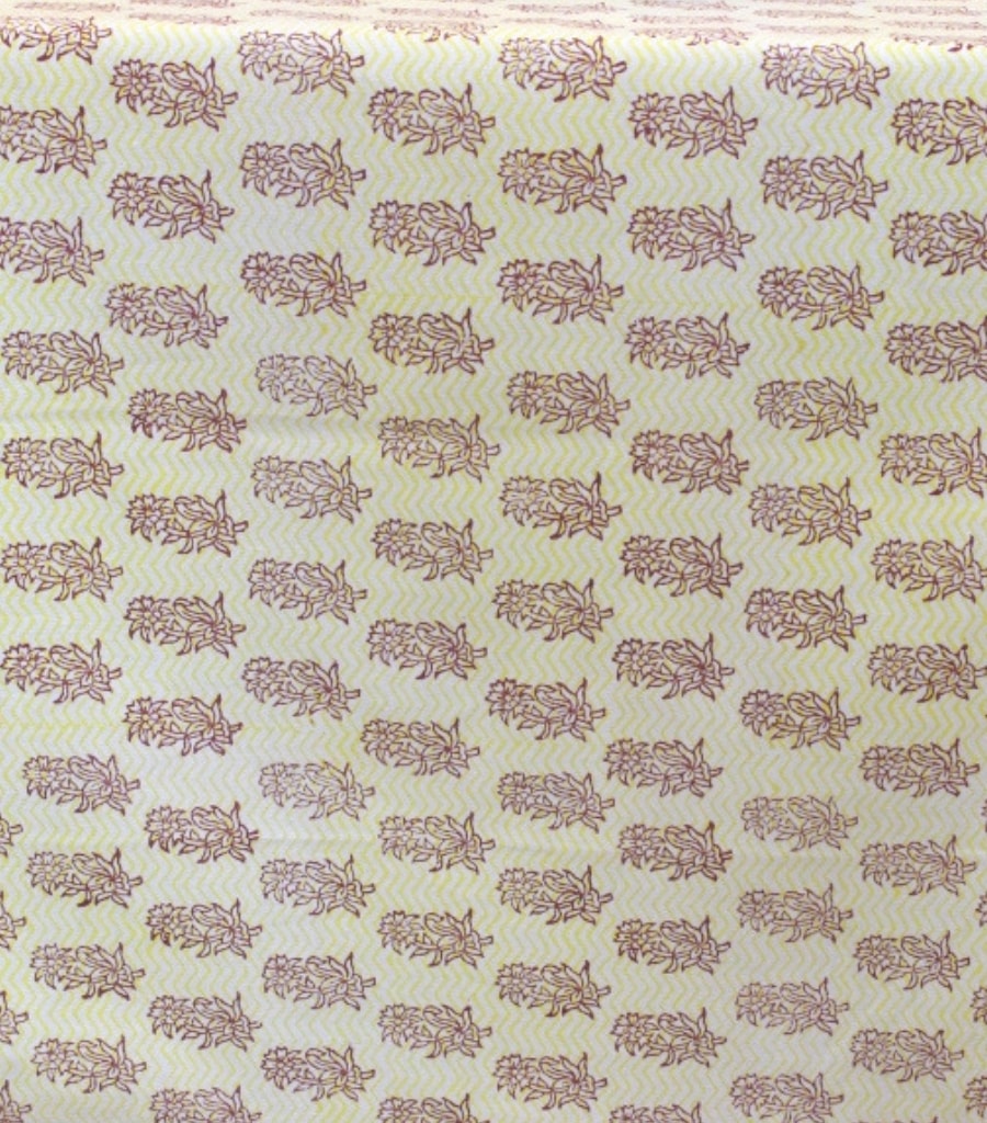 Close-up of hand block print on organic cotton table runner | Myyra Jaipur