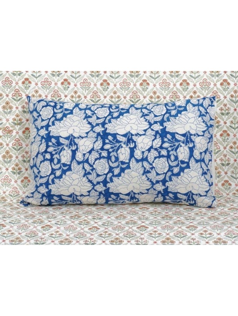 Hand block printed organic cotton pillow cover | Myyra Jaipur