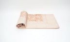 Close-up of hand block print on organic cotton dohar (lightweight cotton quilt) | Myyra Jaipur