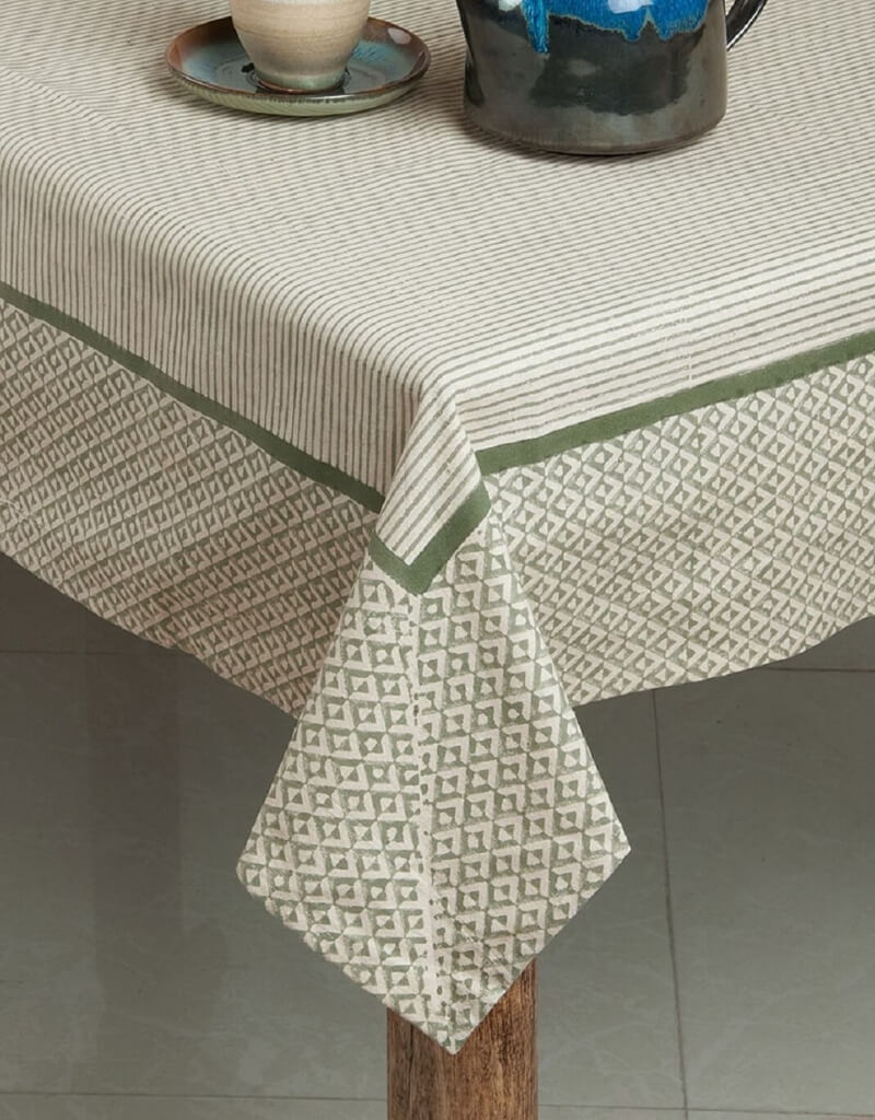 Hand block printed organic cotton table cover | Myyra Jaipur