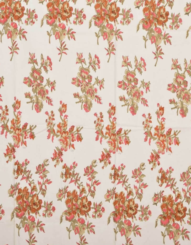 Close-up of hand block print on organic cotton table cover | Myyra Jaipur