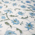 Blue & Green Floral Jaal Hand Block Printed Cotton Yardage