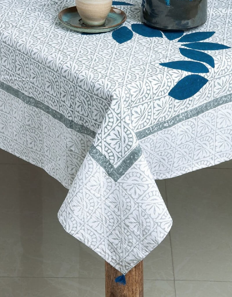 Hand block printed organic cotton table cover | Myyra Jaipur