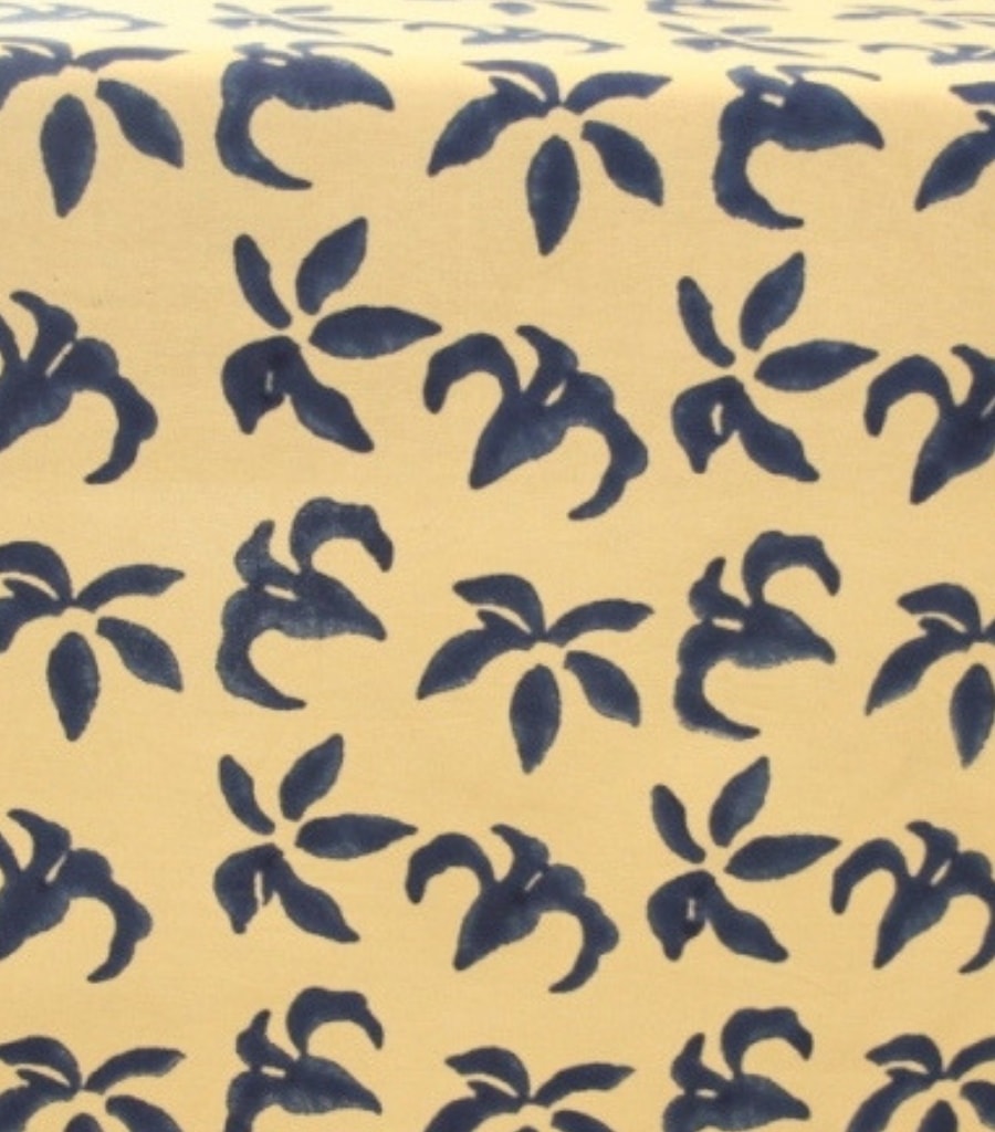 Close-up of hand block print on organic cotton table runner | Myyra Jaipur