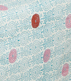 Close-up of hand block print on organic cotton table runner | Myyra Jaipur