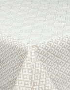 Close-up of hand block print on organic cotton table cover | Myyra Jaipur