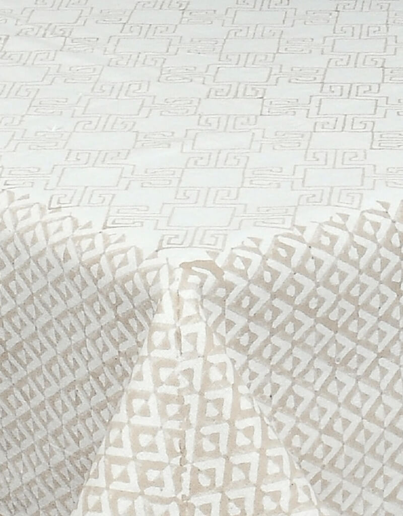 Close-up of hand block print on organic cotton table cover | Myyra Jaipur