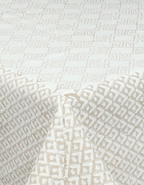 Close-up of hand block print on organic cotton table cover | Myyra Jaipur