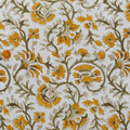 Folded hand block printed organic cotton yardage showing pattern repeat | Myyra Jaipur