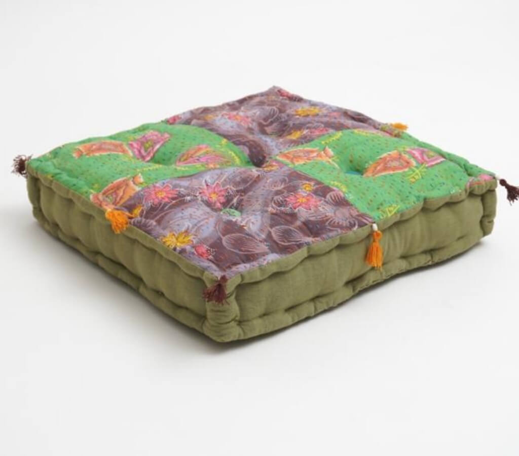Hand block printed organic cotton floor cushion | Myyra Jaipur