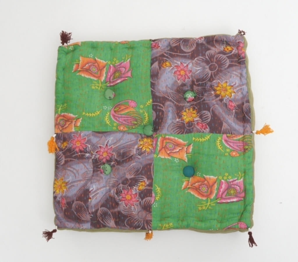 Floor cushion folded showing pattern repeat of hand block print | Myyra Jaipur