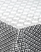 Close-up of hand block print on organic cotton table cover | Myyra Jaipur