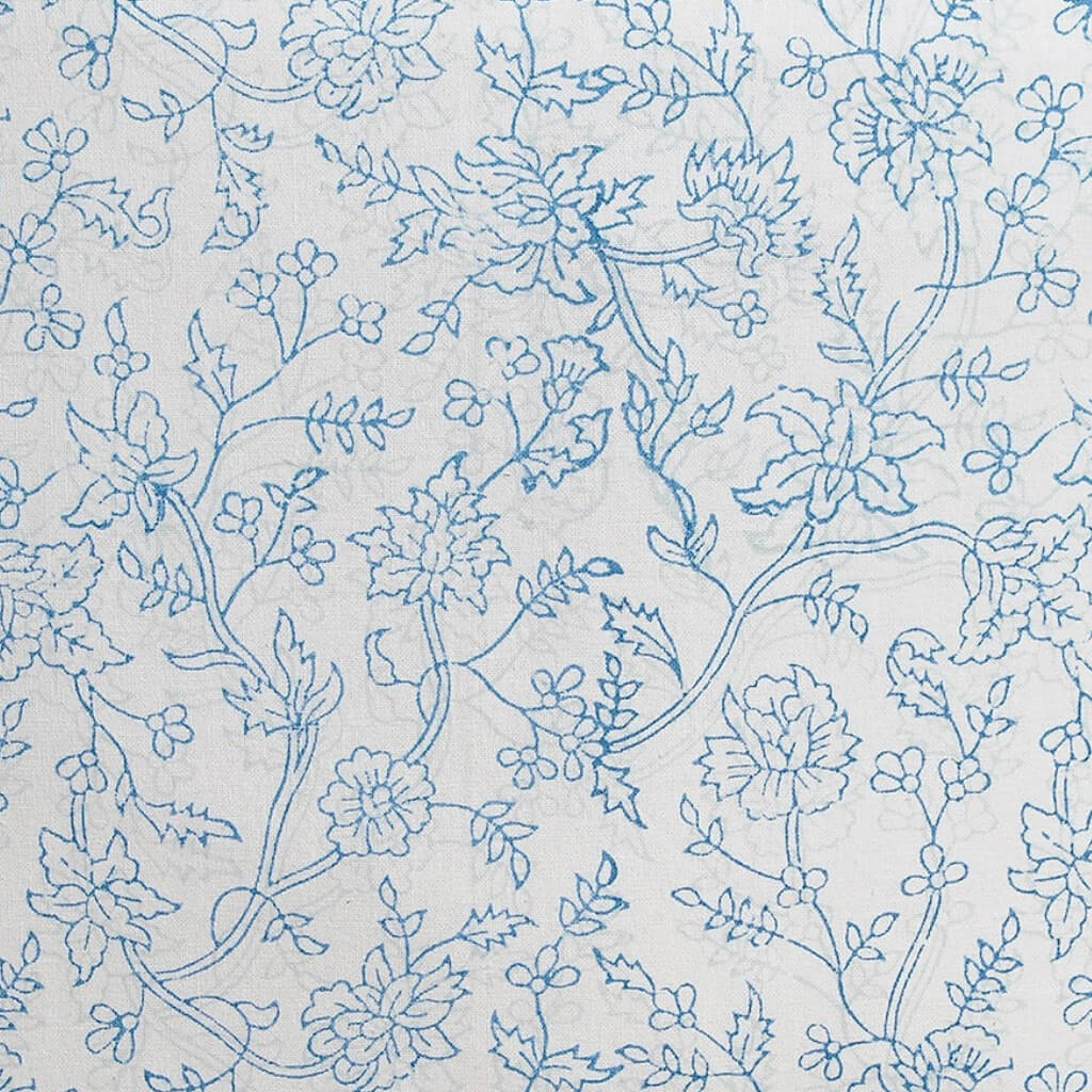 Hand block printed organic cotton fabric in styled flat lay | Myyra Jaipur