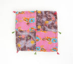 Floor cushion folded showing pattern repeat of hand block print | Myyra Jaipur