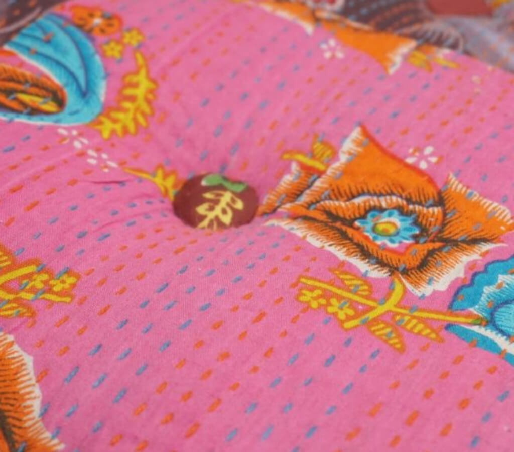 Floor cushion styled view from Myyra Jaipur