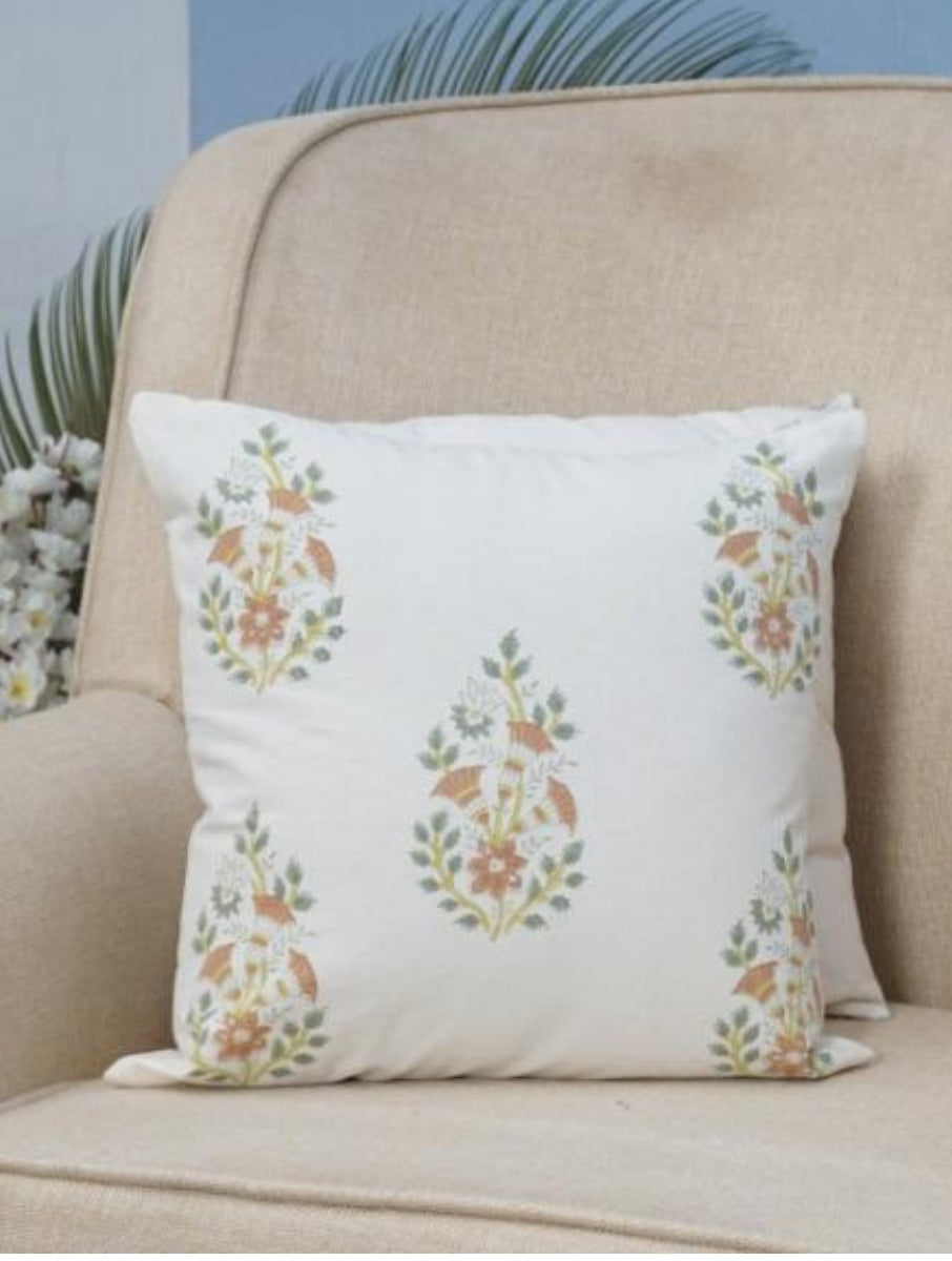 Hand block printed organic cotton cushion cover | Myyra Jaipur