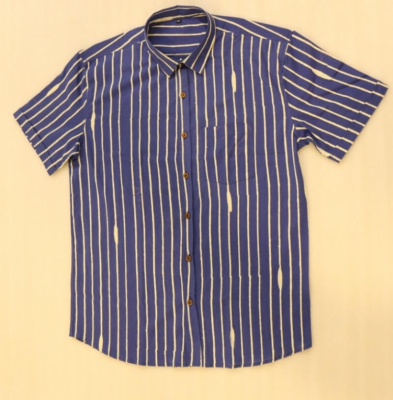 Half Sleeves Shirt Hand Block Printed Cotton