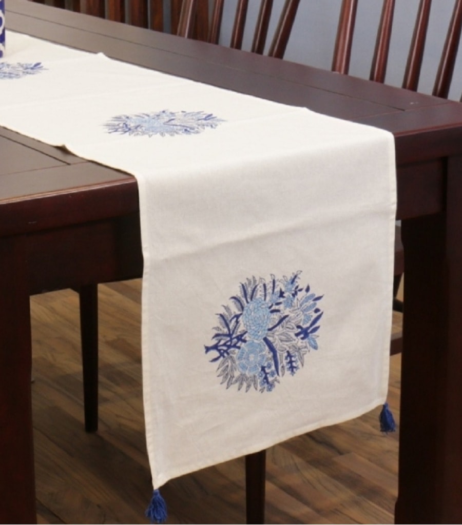 Hand block printed organic cotton table runner | Myyra Jaipur