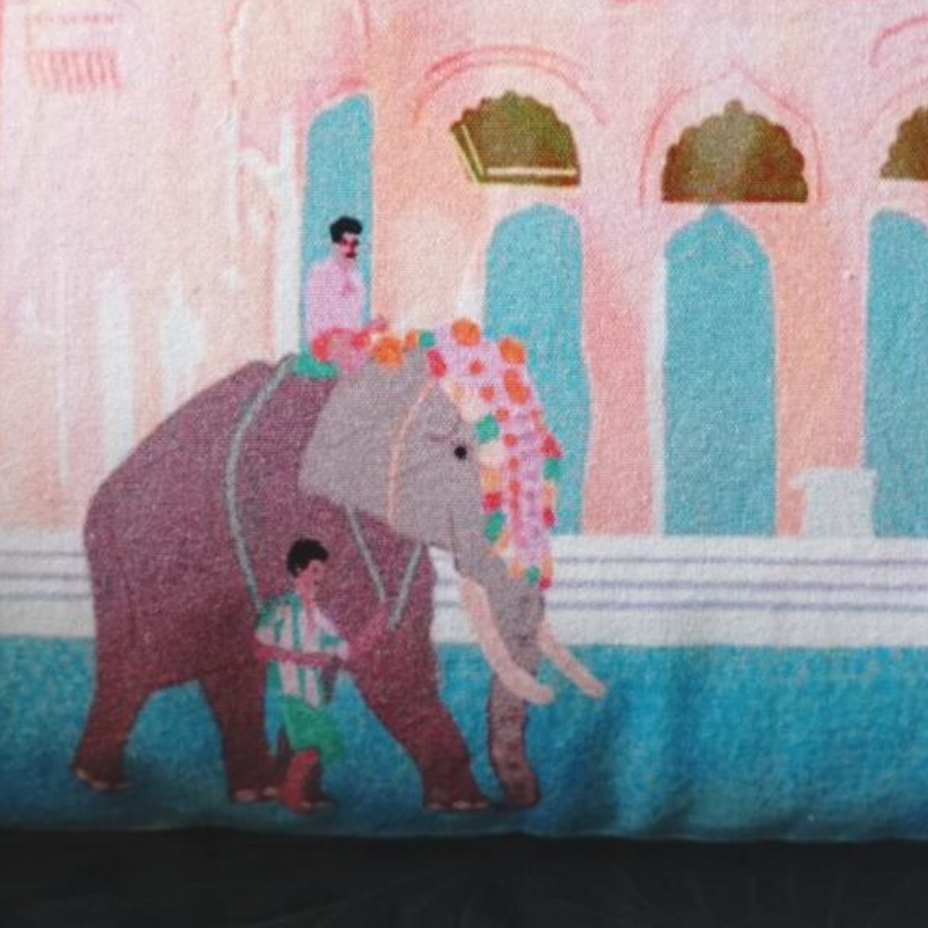 Pair of digital printed cushion covers #01 styled view | Myyra Jaipur