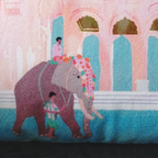 Pair of digital printed cushion covers #01 styled view | Myyra Jaipur