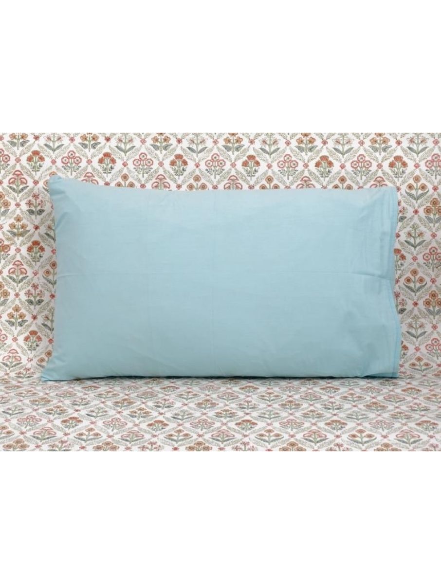 Pillow cover folded showing pattern repeat of hand block print | Myyra Jaipur